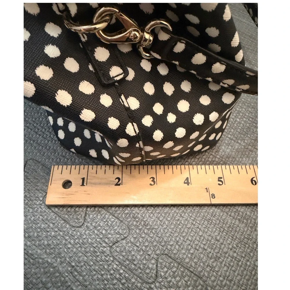 Kate Spade New York Black White Polka Dot Saffiano Leather Satchel Crossbody Bag